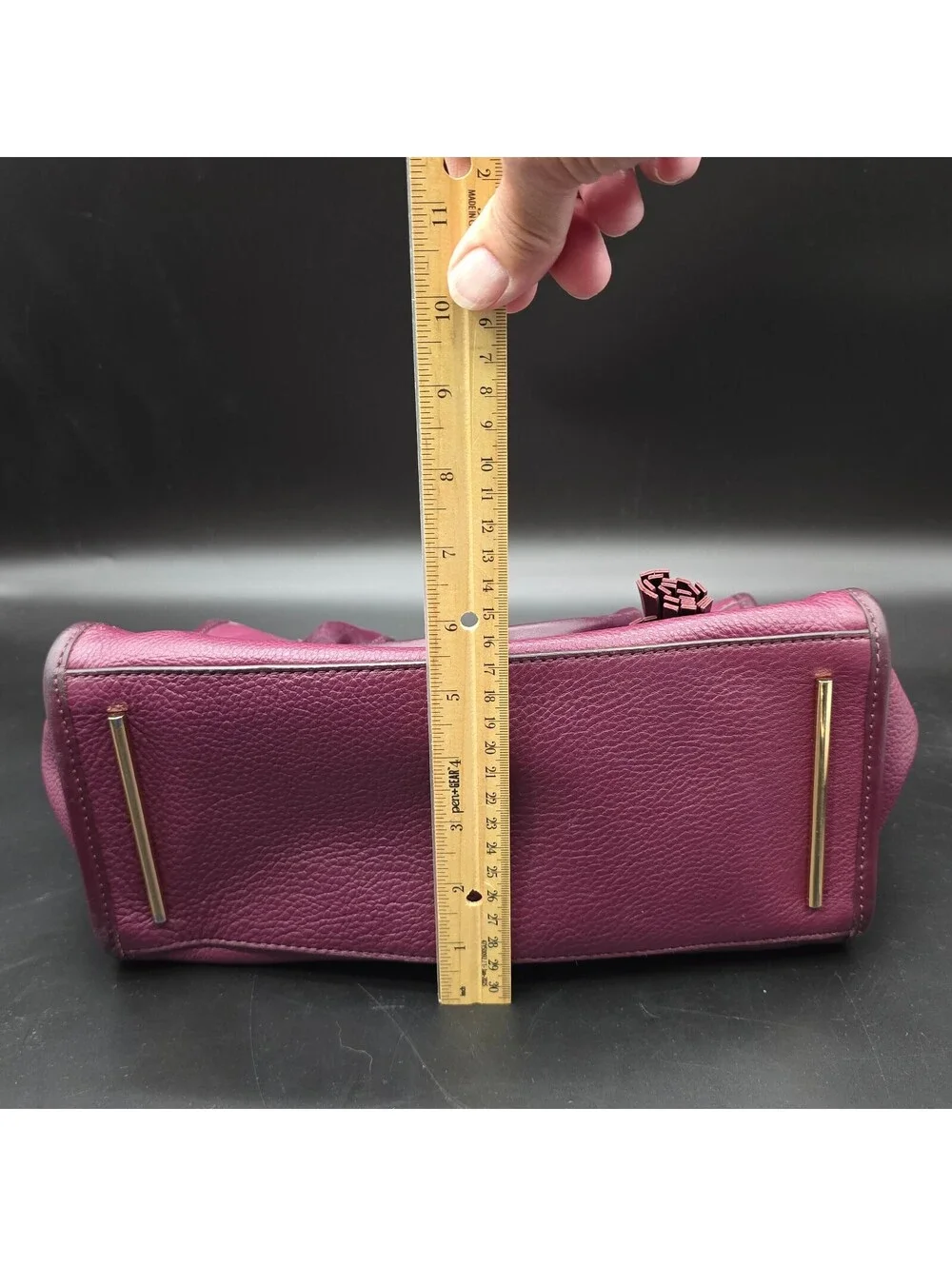 Michael Kors Geneva Satchel Plum Purple Pebbled Leather Top Handle Bag Handbag